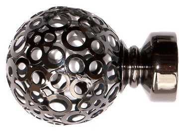 35mm Graphite Black Metal Circle Ball Curtain Pole Finials