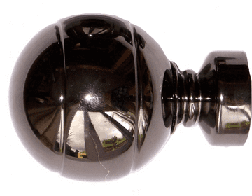 35mm Graphite Black Metal Ridged Ball Curtain Pole Finials
