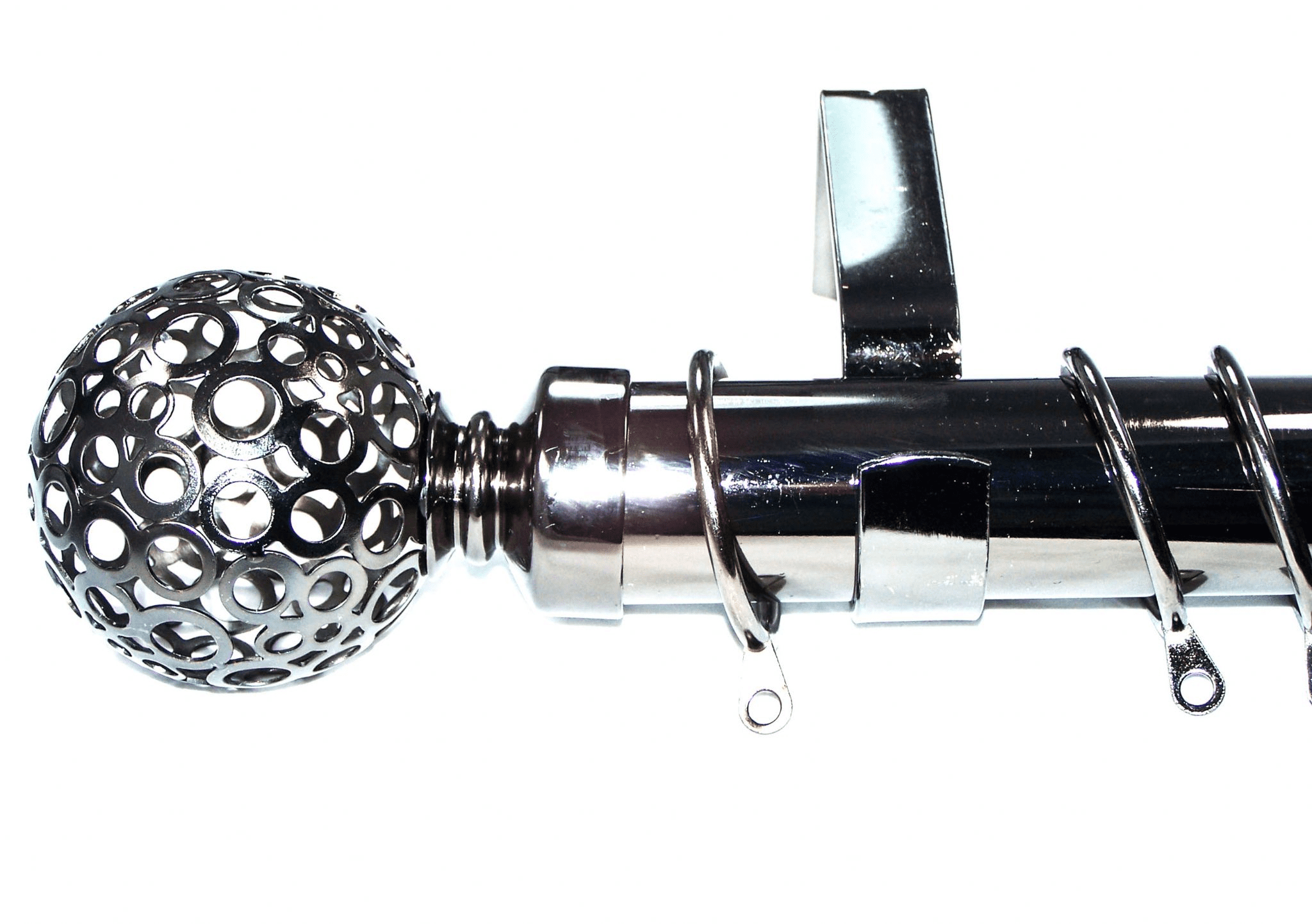 35mm Graphite Black Nickel Curtain Pole Circle Ball Finials