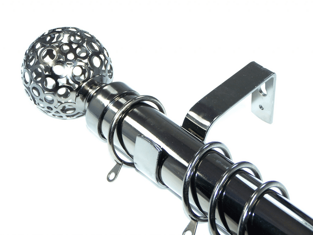 35mm Graphite Black Nickel Curtain Pole Circle Ball Finials
