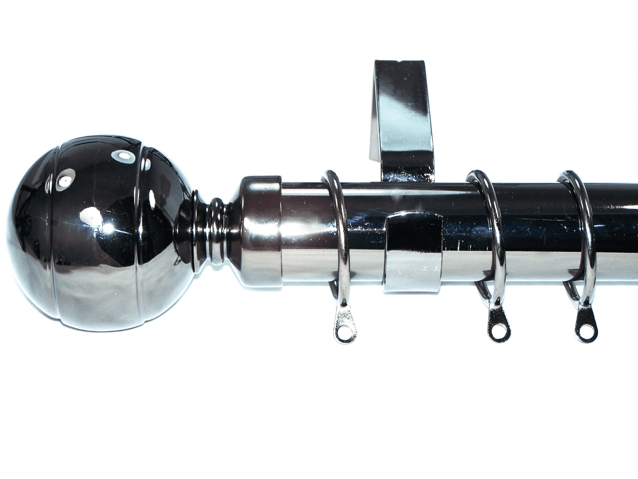 35mm Graphite Black Nickel Curtain Pole Ribbed Ball Finials