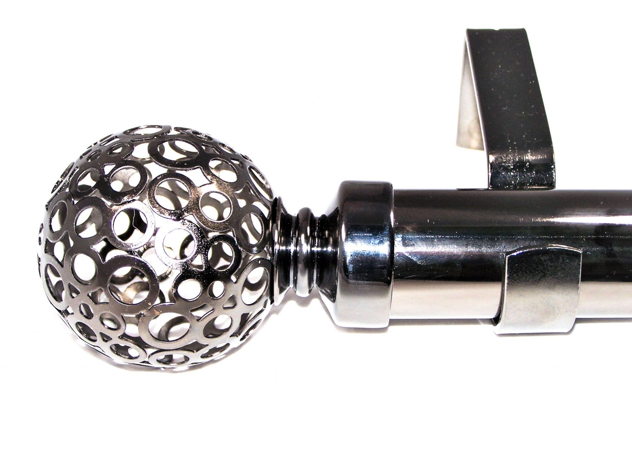 35mm Graphite Black Nickel Eyelet Curtain Pole System Circle Ball finials