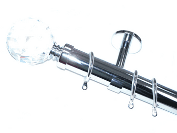 35mm IDC Chrome Curtain Pole Crystal Ball Finials Glider Rings