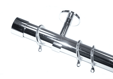 35mm IDC Chrome Curtain Pole End Cap Finials Glider Rings