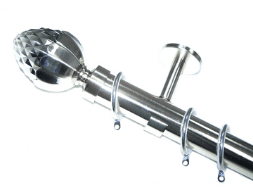 35mm IDC Stainless Steel Pole System Acorn Finials & Glider Rings 1.2m 1.5m 2.4m 3m