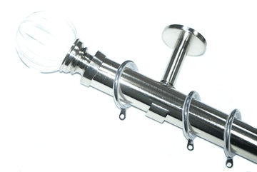 35mm IDC Stainless Steel Pole System Segmented Ball Finials & Glider Rings 1.2m 1.5m 2.4m 3m