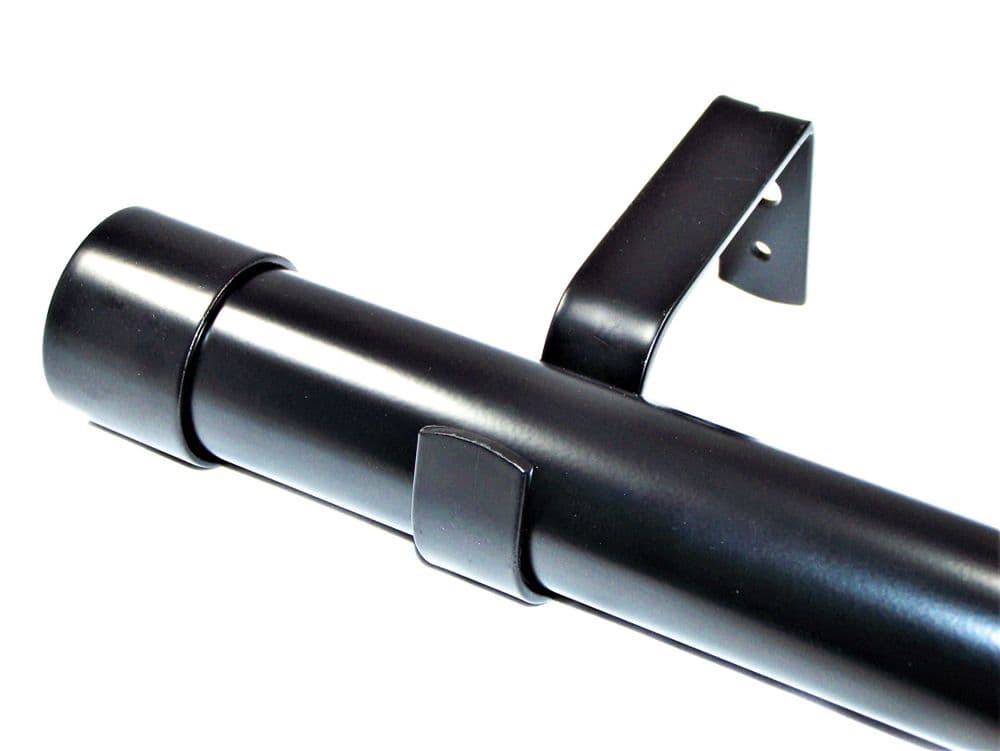 35mm Matt Black Eyelet Curtain Pole End Cap Finials