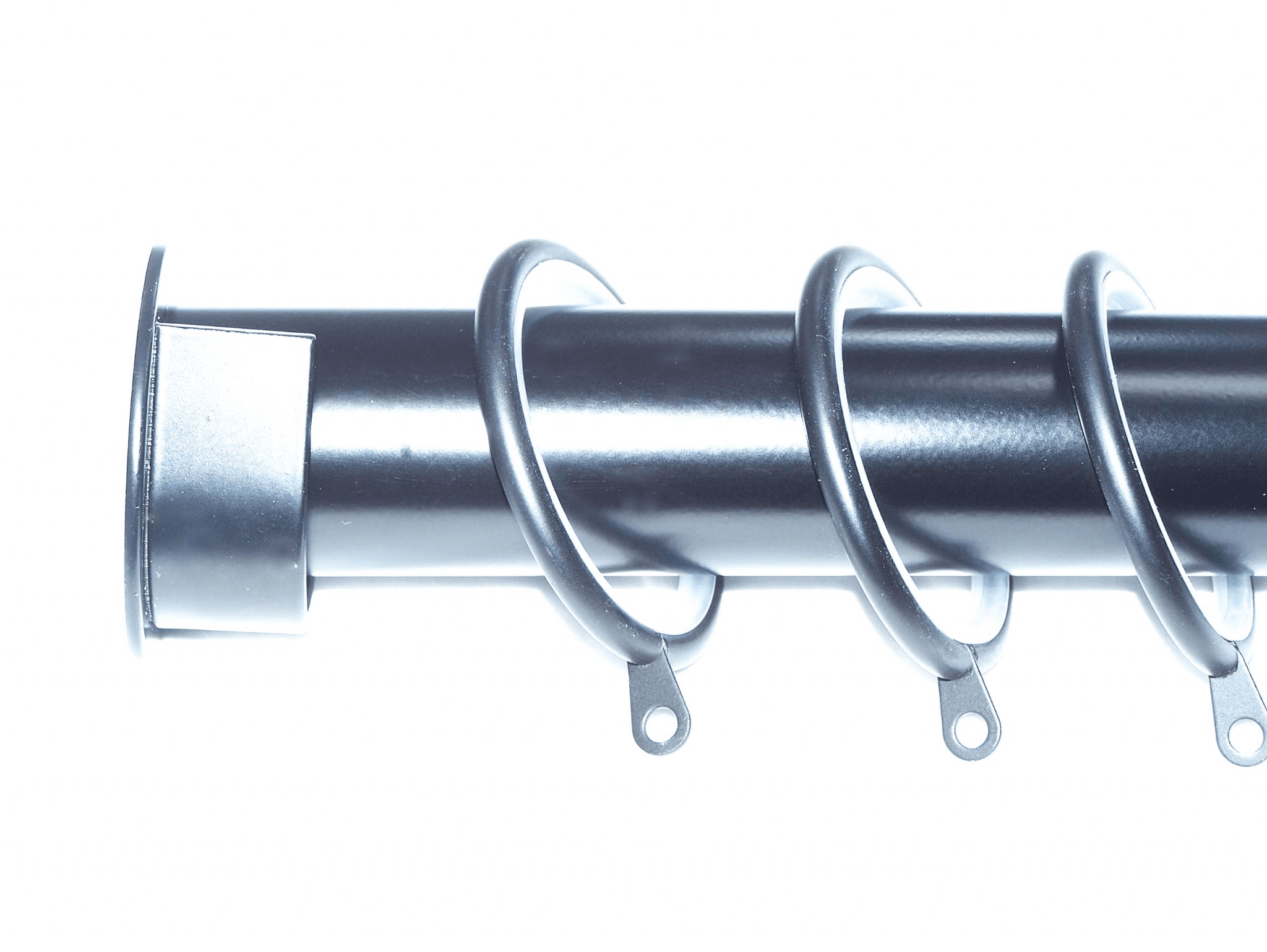 35mm Matt black Recess Curtain Pole with Glider Rings