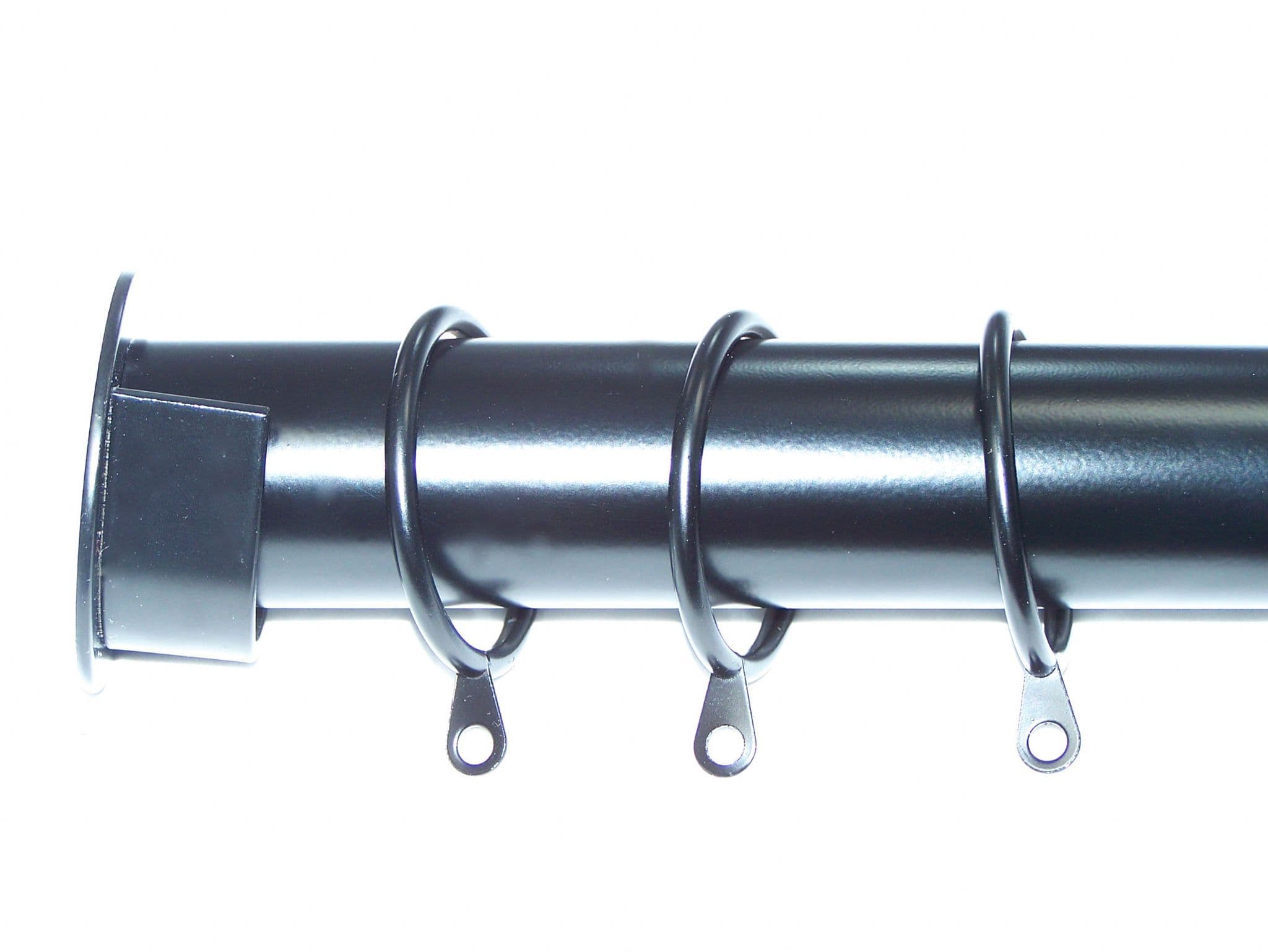 35mm Matt Black Recess Curtain Pole with Rings
