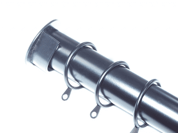 35mm Matt Black Recess Curtain Pole with Rings 1.8m