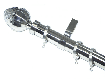 35mm Stainless Steel Curtain Pole Acorn Finials FLAT Glider Rings