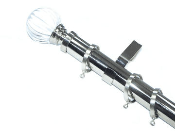 35mm Stainless Steel Curtain Pole Segmented Ball Finials FLAT Glider Rings