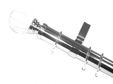 35mm Stainless Steel Curtain Pole Segmented Ball Finials Glider Rings