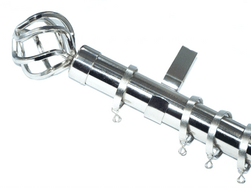 35mm Stainless Steel Curtain Pole Twisted Cage Finials FLAT Glider Rings