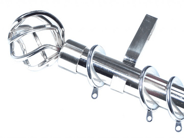 35mm Stainless Steel Curtain Pole Twisted Cage Finials Glider Rings