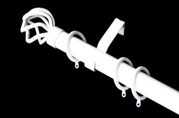 35mm White Curtain Pole Twisted Cage Finials Glider Rings