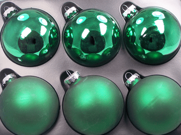 70mm Hunter Green Glass Baubles Matt & Shiny x 6
