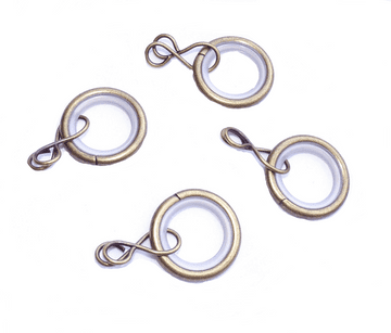 8mm - 13mm Antique Brass Metal Cafe Rod Glider Rings with Hook