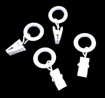 8mm - 13mm Gloss White Metal Cafe Rod Glider Rings with Clip