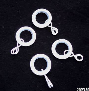 8mm - 13mm Gloss White Metal Cafe Rod Glider Rings with Hook
