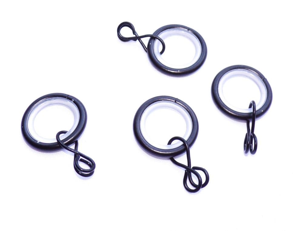 8mm 13mm Matt Black Metal Cafe Rod Glider Rings with Hook