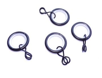 8mm - 13mm Matt Black Metal Cafe Rod Glider Rings with Hook