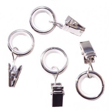 8mm - 13mm Metal Chrome Cafe Rod Glider Rings with Clip