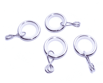 8mm - 13mm Metal Chrome Cafe Rod Glider Rings with Hooks