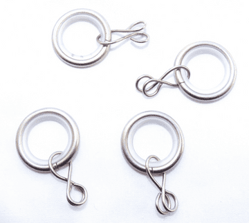 8mm - 13mm Satin Nickel Silver Metal Cafe Rod Glider Rings with Hook