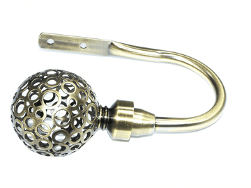 Antique Brass Circle Ball Curtain Tiebacks / Holdbacks.