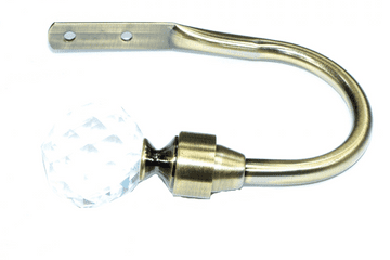 Antique Brass Cut Glass Crystal Ball Curtain Tiebacks / Holdbacks.