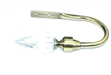 Antique Brass Cut Glass Crystal Spear Curtain Tiebacks / Holdbacks.