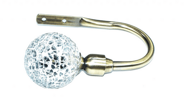 Antique Brass Cut Glass Mosaic Ball Curtain Tiebacks / Holdbacks.