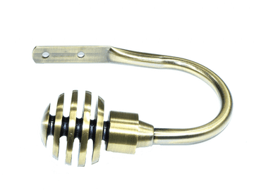 Antique Brass Sliced Globe Ball Curtain Tiebacks / Holdbacks.