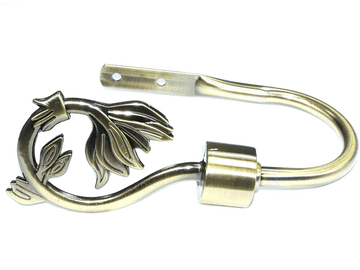 Antique Brass Swirl Leaf Curtain Tiebacks / Holdbacks.