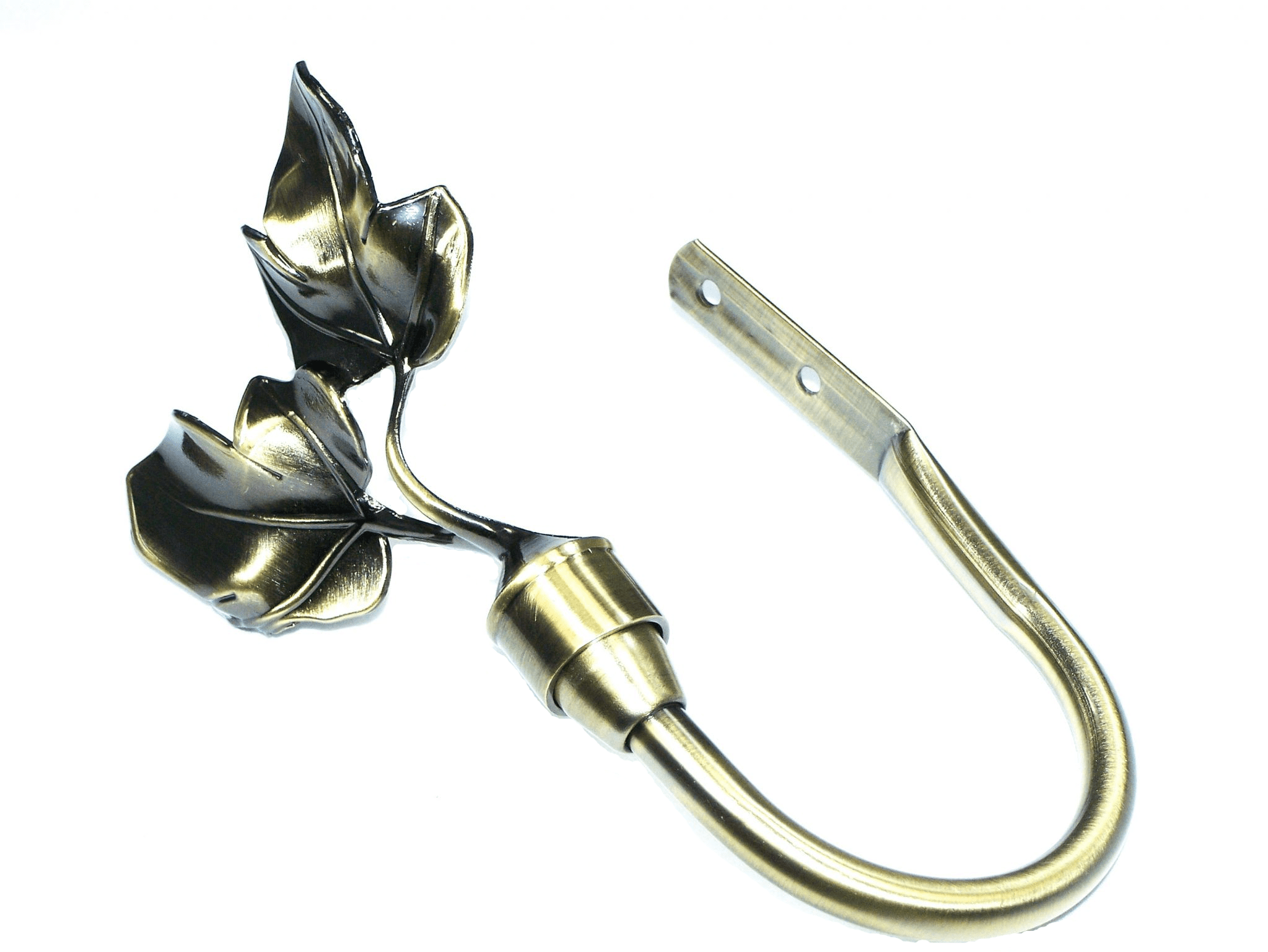 Antique Brass Twin Leaf Curtain Tiebacks / Holdbacks