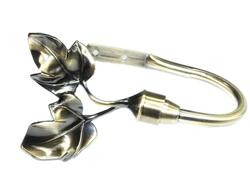 Antique Brass Twin Leaf Curtain Tiebacks / Holdbacks.