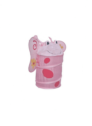 Children's Pink Butterfly Pop Up Laundry Hamper Washing Basket Toy Storage Bag
