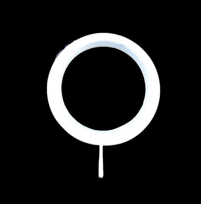 Gloss White 25mm - 28mm LINED Metal Curtain Pole Rings Quiet Glider Nylon Inner