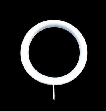 Gloss White 30mm - 35mm Lined Curtain Pole Rings Quiet Glider Inner