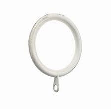 Gloss White 30mm - 35mm LINED Metal Curtain Pole Rings with Quiet Glider Nylon Inner