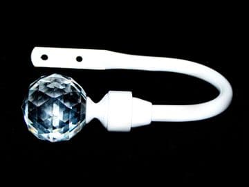 Gloss White Cut Glass Crystal Ball Curtain Tiebacks / Holdbacks.