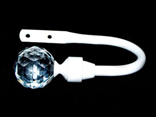 Gloss White Cut Glass Crystal Ball Curtain Tiebacks / Holdbacks.