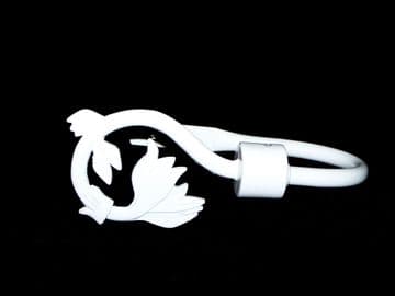 Gloss White Swirl Leaf Curtain Tiebacks / Holdbacks.