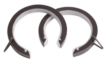 Graphite Black Nickel 25mm - 28mm Flat Bay Window Glider Passing Curtain Pole Rings C Type