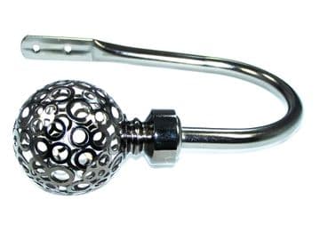 Graphite Black Nickel Circle Ball Curtain Finials / Tiebacks.