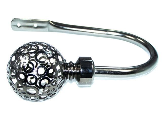 Graphite Black Nickel Circle Ball Curtain Finials / Tiebacks.