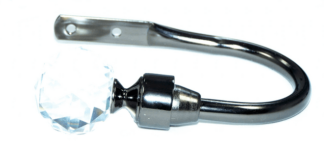 Graphite Black Nickel Cut Glass Crystal Ball Curtain Tiebacks / Holdbacks.