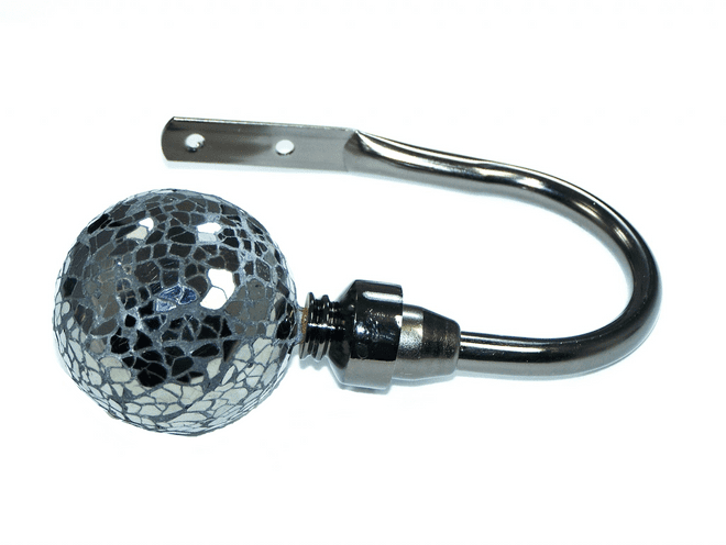 Graphite Black Nickel Cut Glass Mosaic Ball Curtain Tiebacks / Holdbacks.