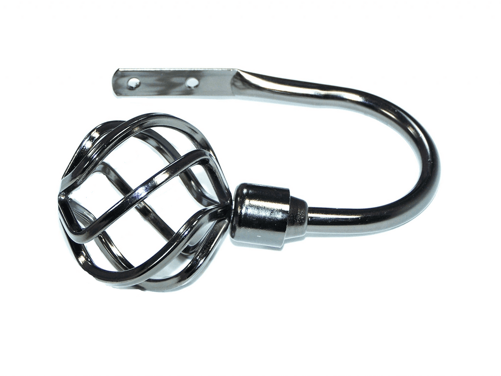 Graphite Black Nickel Twisted Cage Curtain Tiebacks / Holdbacks